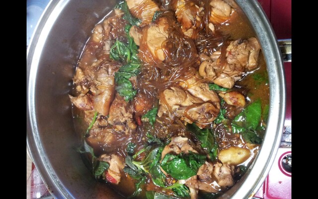 오늘아침 찜닭과 청양고추간장양념장아찌,김치부침개