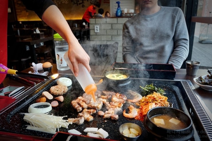 인천맛집/송도맛집 : 초벌구이삼겹살, 불쑈와 함께하는 화통삼