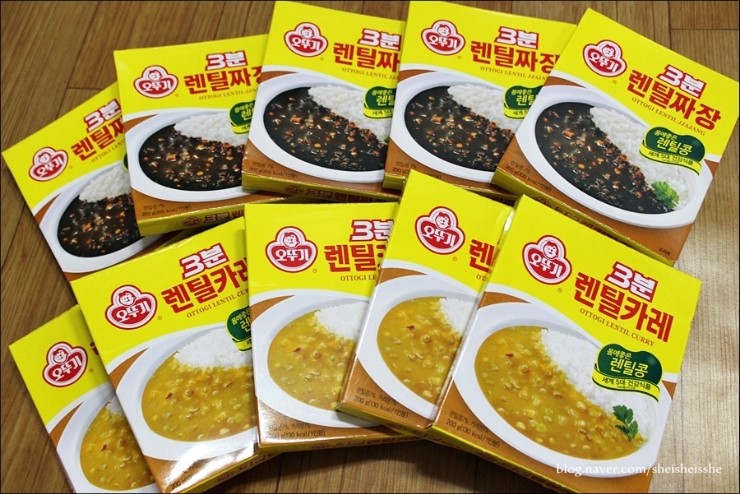 간단한 요리 오뚜기 3분 렌틸짜장 & 렌틸카레
