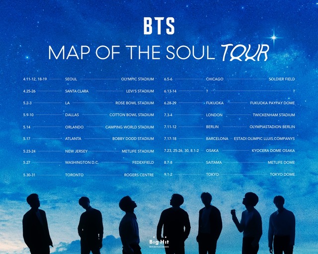 방탄소년단은 오는 4월 11일~12일, 18일~19일 서울 잠실 올림픽 주경기장에서 'BTS MAP OF THE SOUL TOUR'의 막을 올린다. /빅히트 제공