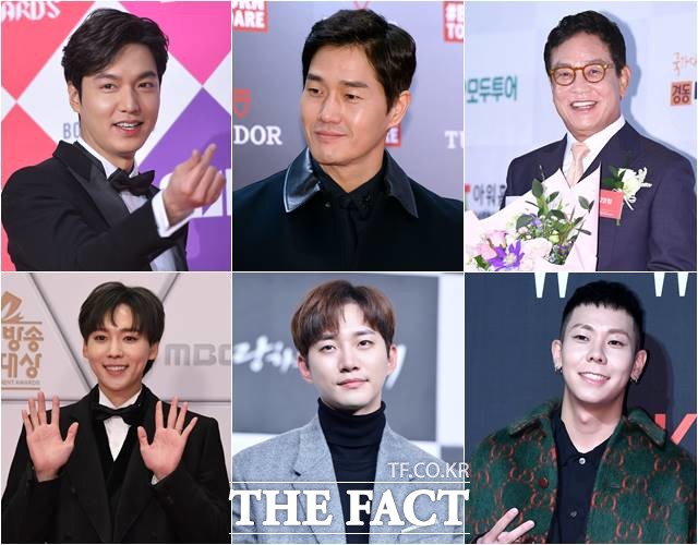 이민호, 유지태, 김영철, 로꼬, 준호, 김진우(맨 왼쪽 위부터 시계방향으로)가 각각 다양한 기부단체를 통해 기부행렬에 동참했다. /더팩트DB