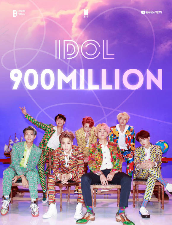 방탄소년단의 리패키지 앨범 LOVE YOURSELF 結 'Answer'의 타이틀곡 'IDOL' 뮤직비디오 유튜브 조회수가 25일 오전 5시 59분 9억 건을 넘어섰다. /빅히트 뮤직 제공